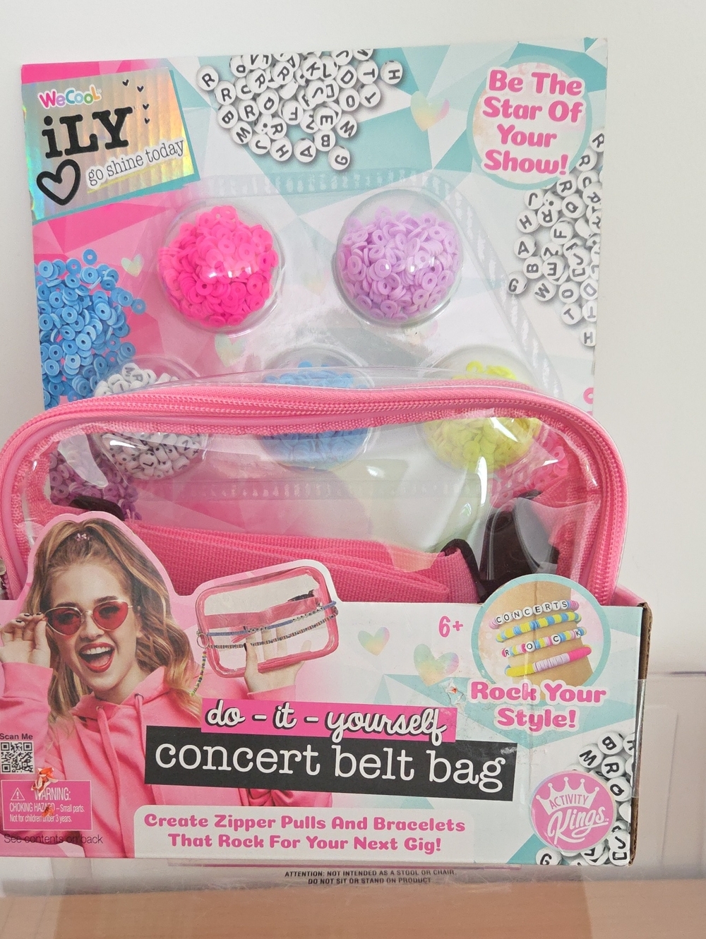 DIY Pink Concert Belt Bag with Craft Beads - Kids Accessories Ages 6+